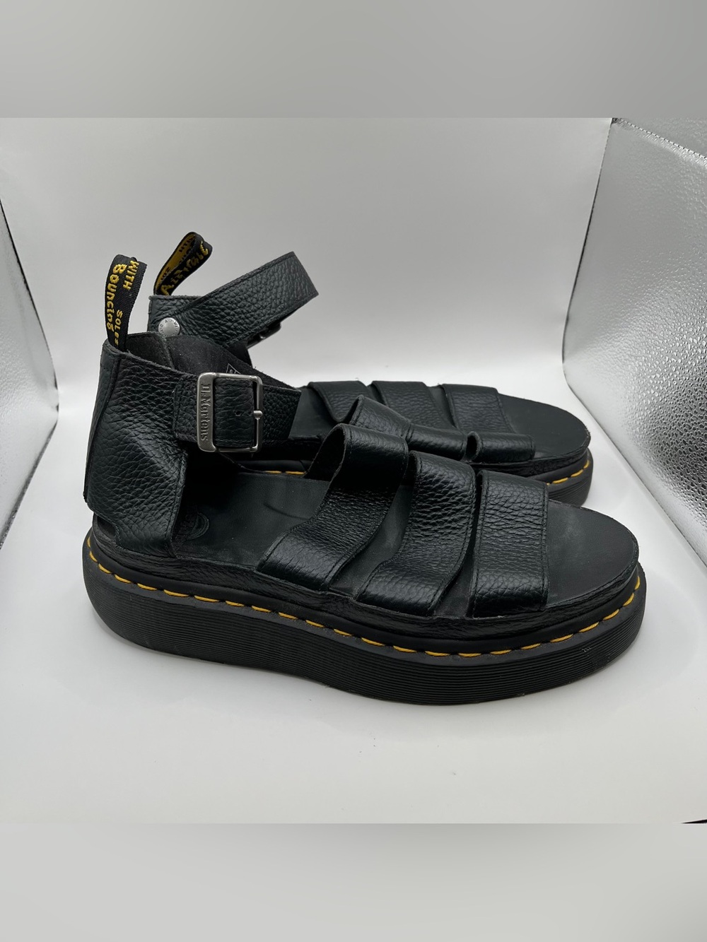 Dr. Martens CLARISSA II QUAD LEATHER PLATFORM SANDALS size 8 black - Picture 6 of 10
